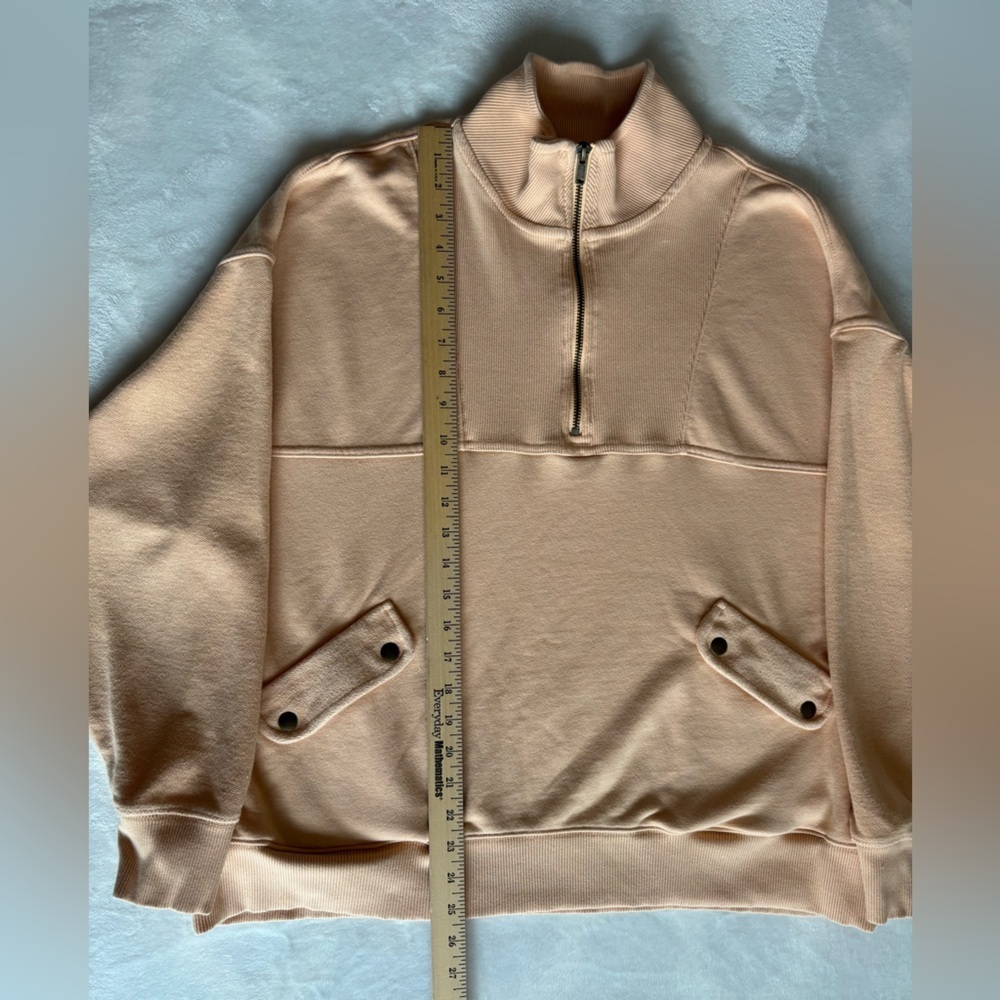 Aerie Pullover Peach Quarter-Zip Turtleneck Oversized Size M Unisex - Picture 4 of 9